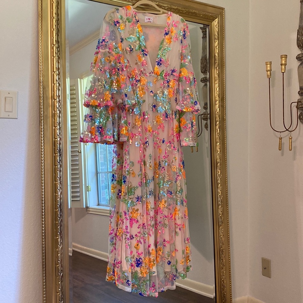 BuddyLove Colette Long Sleeve sequin Maxi Dress - Paradise - Picture 2 of 10